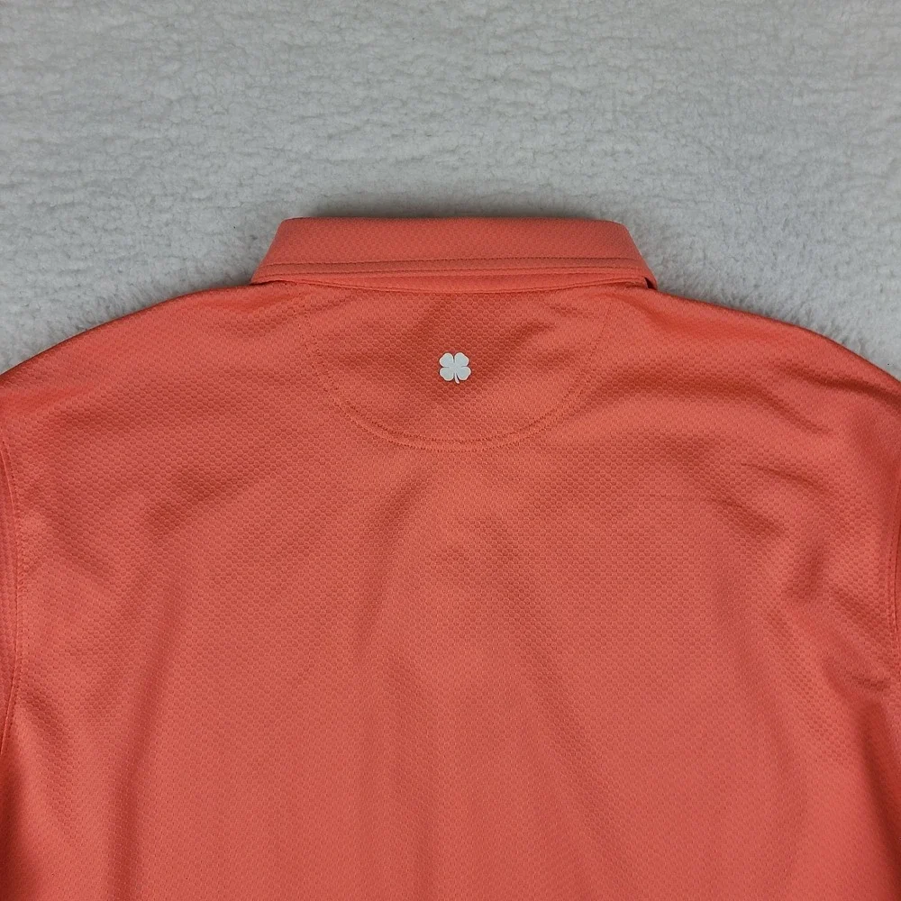 Black Clover Polo Shirt Mens 2XL XXL Orange Performance Golf Short Sleeve